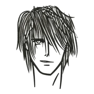 anime boy face embroidery design